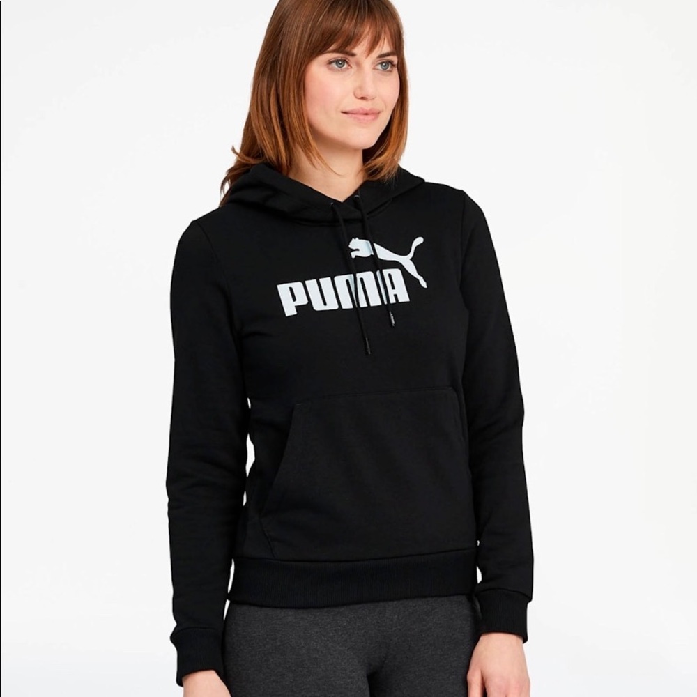 NWT Puma: Women’s Extra Large Black & Blue Drawcord Logo Workout Hoodie - Picture 2 of 4